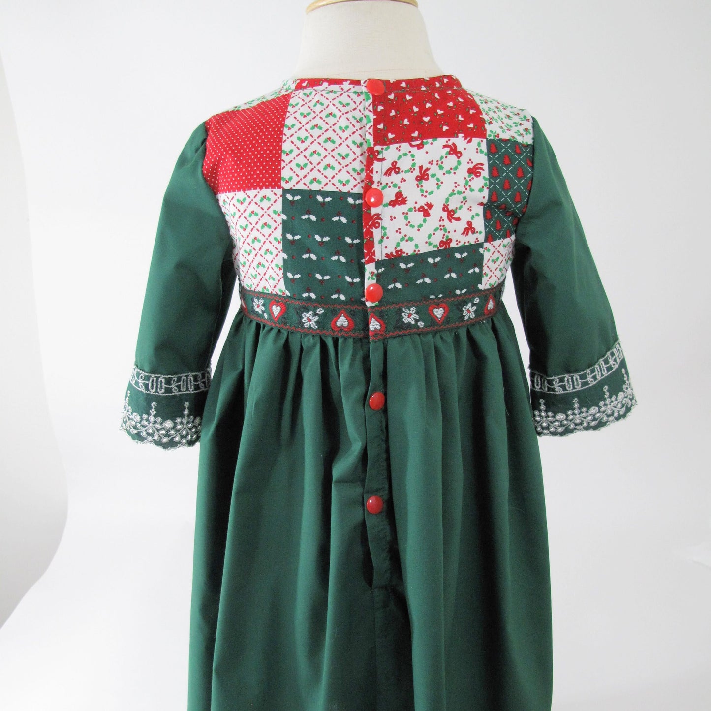 2T Girls Patchwork Christmas Dress, Toddler Long Sleeve Emerald Green Christmas Eve Party Outfit, Christmas Photoshoot