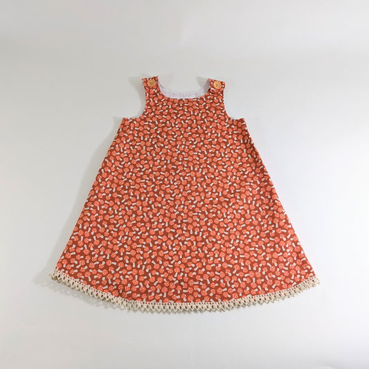 Girls Mushroom Woodland Dress, Baby, Toddler Girl Pinafore Dress, Goblincore Cottagecore Boho, Baby Gift, NB/3M/6M/12M/18M/2T/3T/4T/5/6