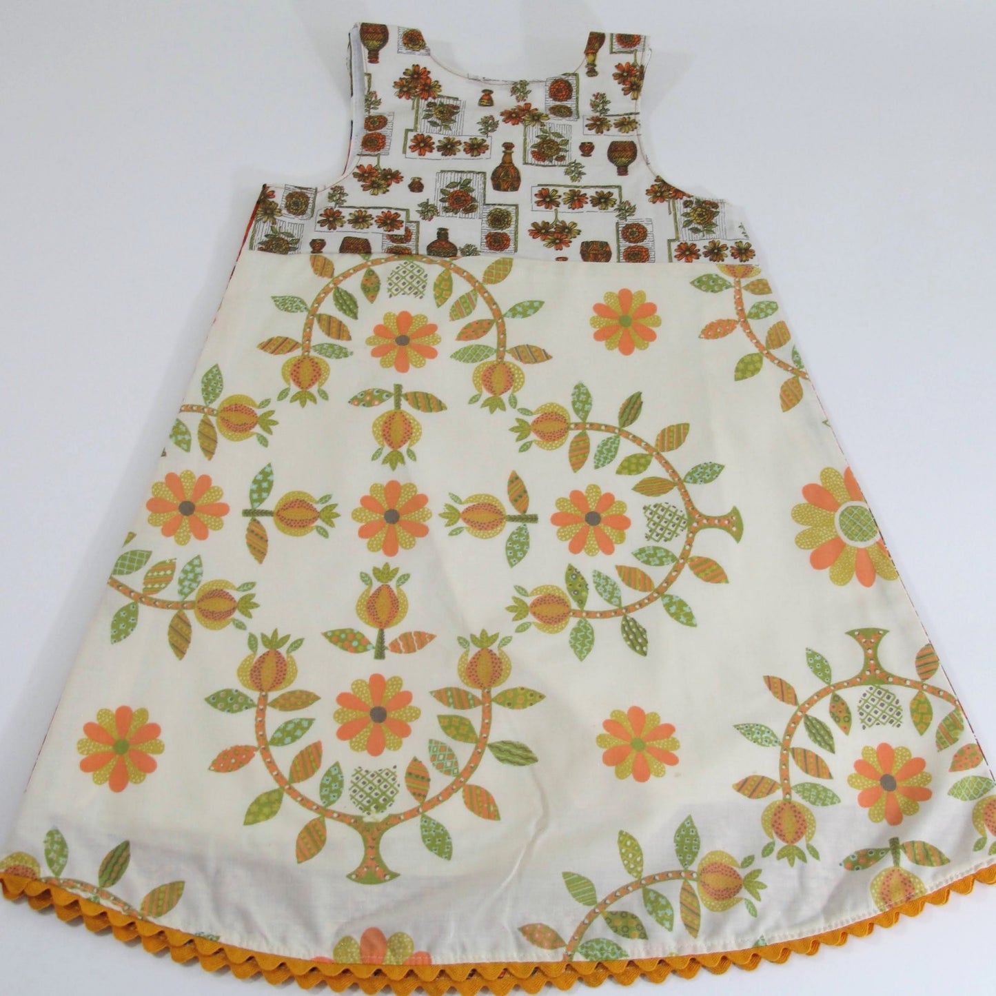 Robe fille 6T, Salopette tablier patchwork faite à la main pour tout-petits, Cadeau d'anniversaire Bohème Hippie, Rentrée scolaire Automne Maternelle