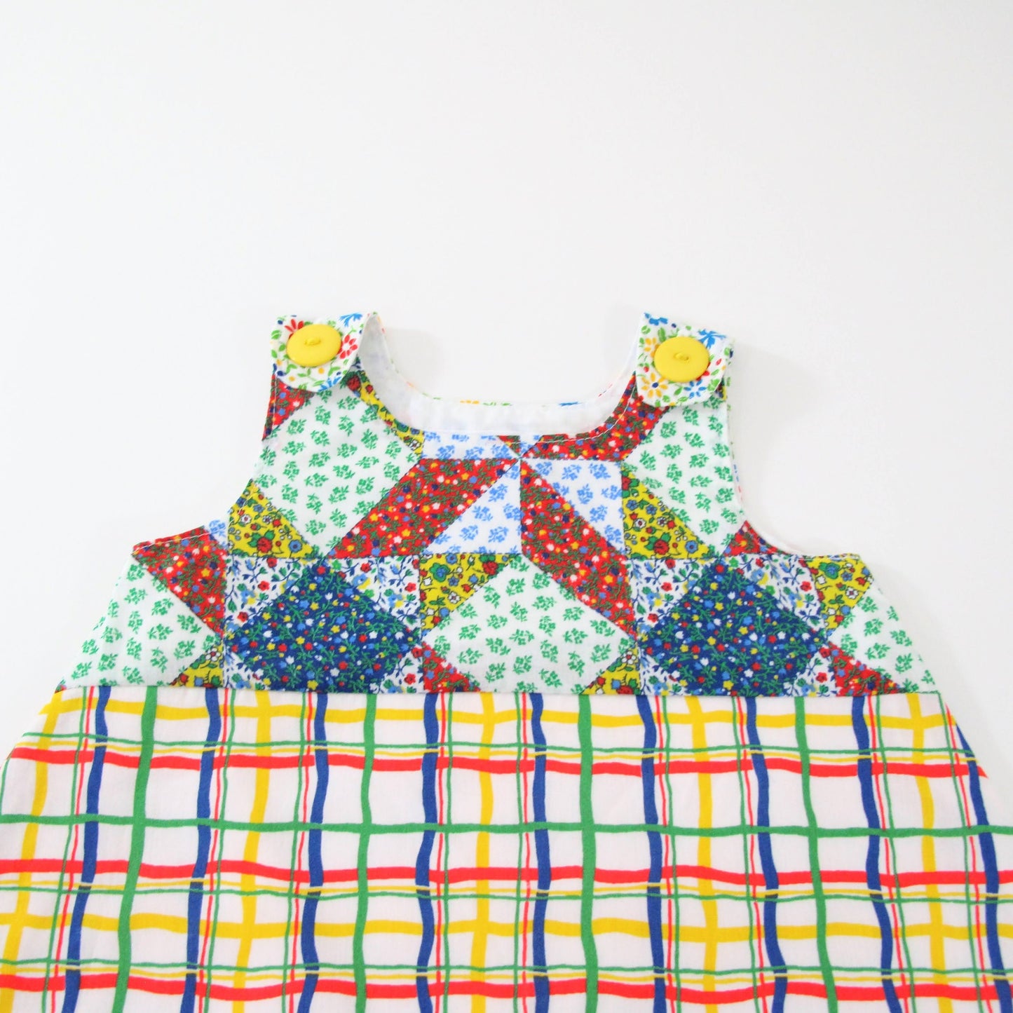 Girls Dress 12M Baby Rainbow Plaid Pinafore Dress, Handmade Clothing Funky Boutique Boho Jumper Sundress Rainbowcore 1st Birthday Gift