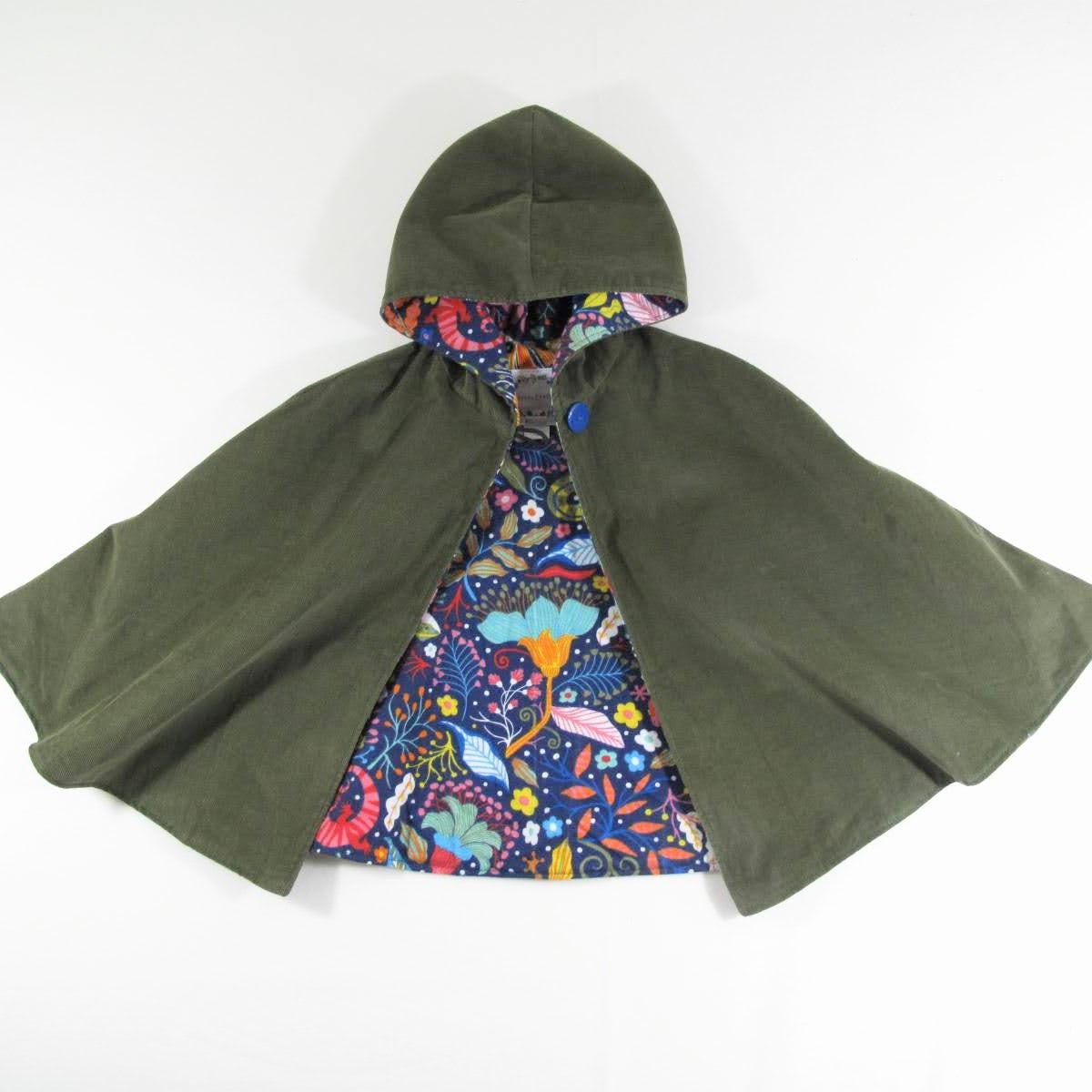Manteau enfant 6T, Vert olive, Poncho de pluie, Cape à capuche en velours côtelé pour garçons et filles, Poncho de siège auto, Vêtements adaptatifs pour bras cassé