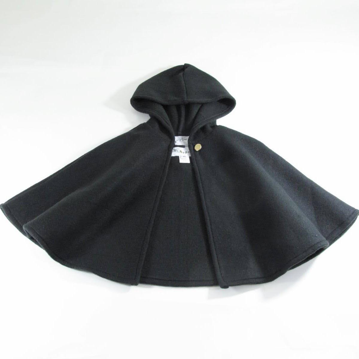 Cape à capuche noire pour enfants, chaude en polaire, costume d'Halloween, sorcier, magicien, médiéval, cape de cosplay Viking, garçons, filles, bébés, tout-petits