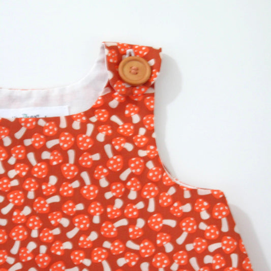 Girls Mushroom Woodland Dress, Baby, Toddler Girl Pinafore Dress, Goblincore Cottagecore Boho, Baby Gift, NB/3M/6M/12M/18M/2T/3T/4T/5/6