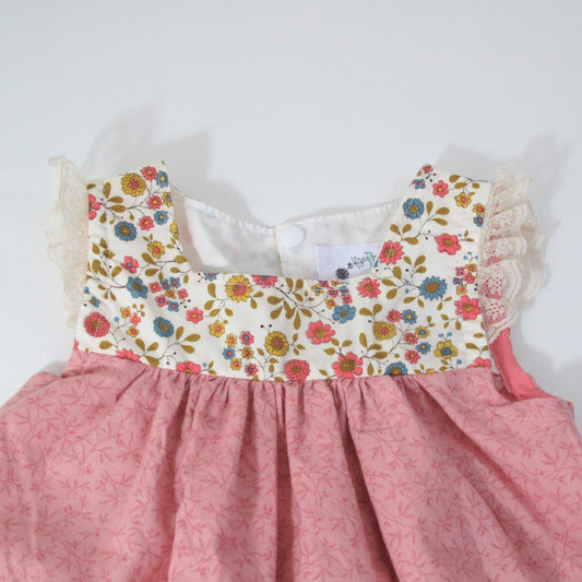 Handmade Girls Dress Cottagecore Baby Toddler Dress, Girls Maxi Heirloom Pinafore, Floral Cotton Sundress, Tea Party Dress 12M-18M-2T-3T-4T