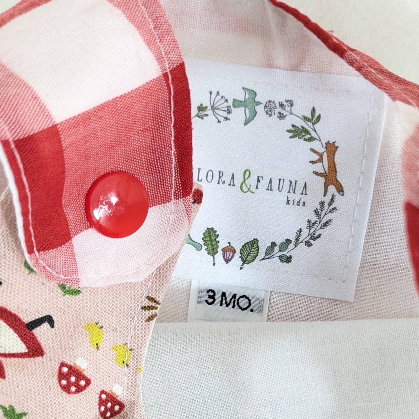 3M Little Red Riding Hood Red Gingham Baby Girls Dress, Halloween Costume Pinafore Dress, 3-6 Months