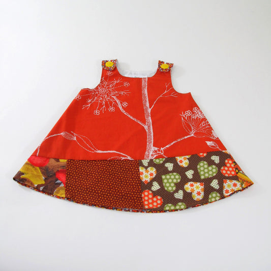 Baby Girls Dress 12M, Handmade Upcycled Clothing Patchwork Pinafore Frock, Boho Hippie Jumper Outfit 1st Birthday Gift
