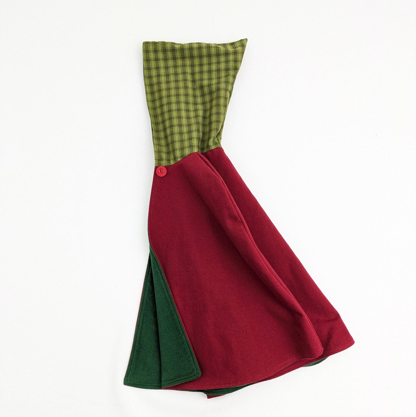 Cape rouge pour tout-petit avec capuche pointue écossaise verte, cape de Noël en sergé de coton épais, tenue de photo de vacances, garçons filles enfants, taille petite 1-4 ans