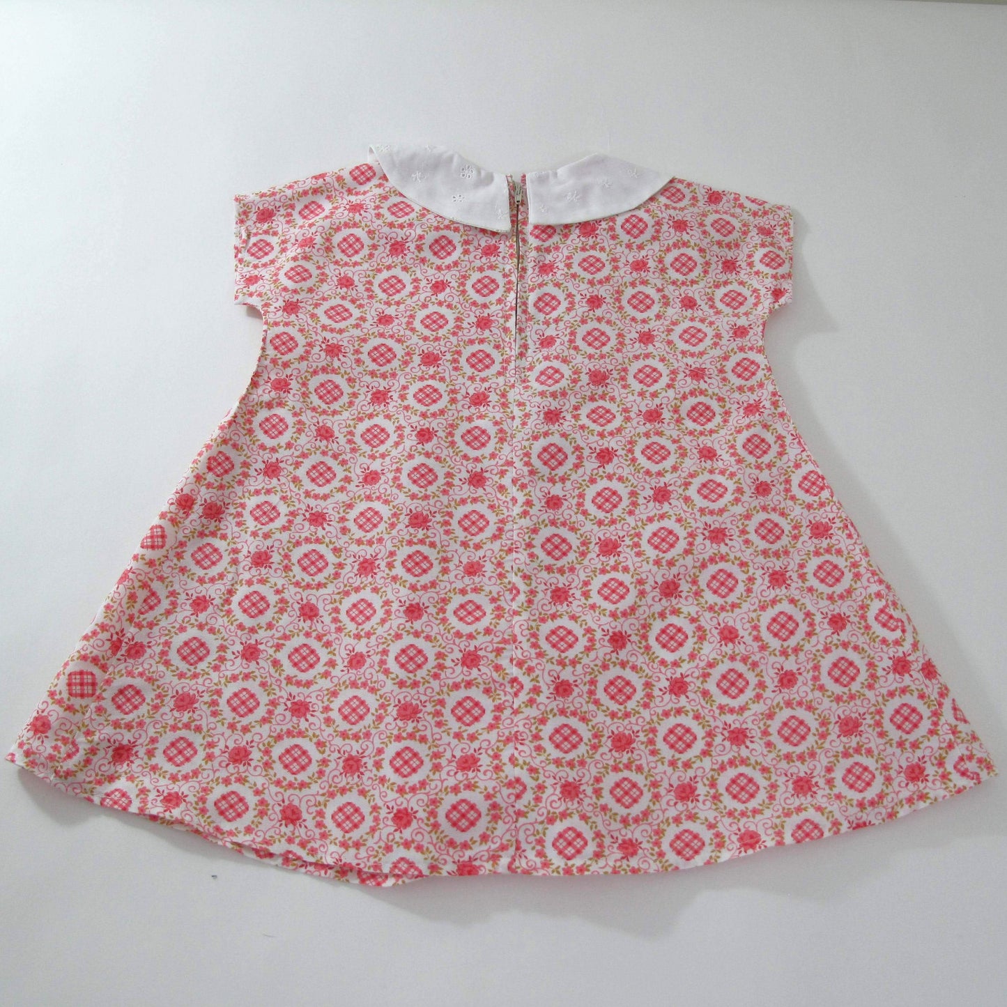 Robe plissée rose 2T pour fille, robe reproduction vintage années 40, col en dentelle œillet, robe de famille pour fille