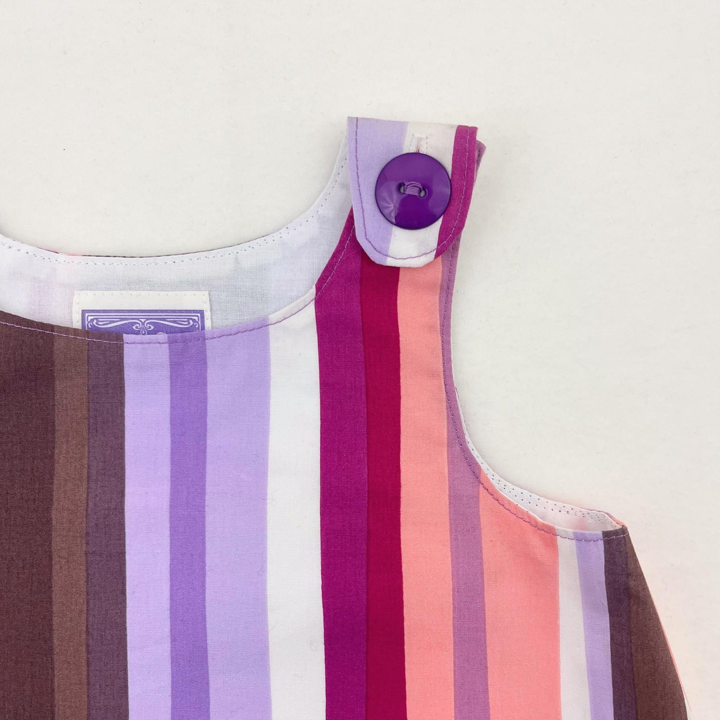 2T Striped Pinafore Toddler Girls Dress, Prints Charming Fabric, Toddler Apron Dress, Tea Party Outfit, Handmade Clothing, Purple Stripes