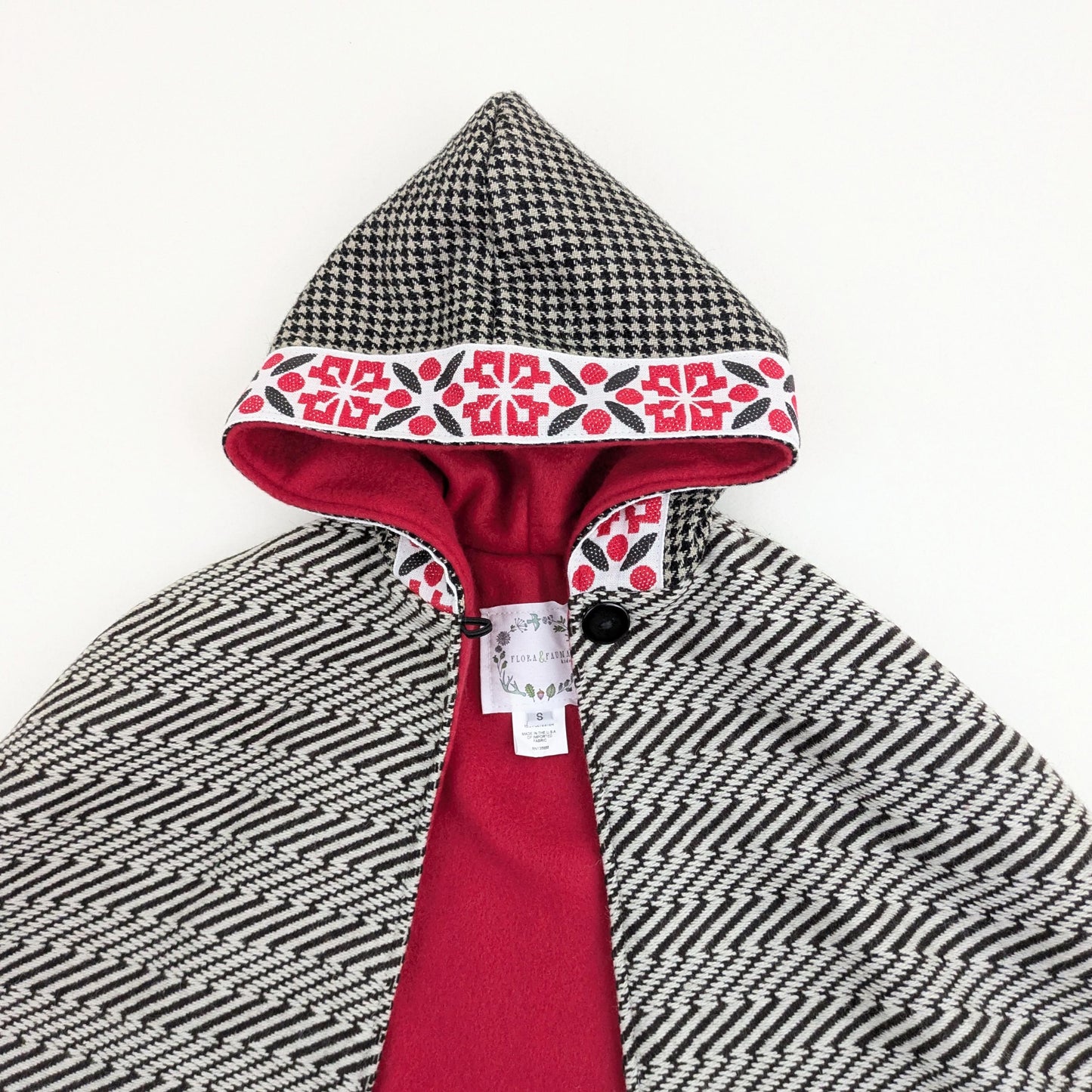 1-4 yrs Kids Wool Cape, Warm Hooded Cloak with Fleece Lining & Ribbon Trimmed Hood, Warm Coat Poncho Winter Gift for Girls Boys