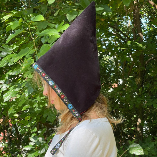 Dark Gnome Pixie Hat Costume, Fairycore Black Fairy Evil Witch Cosplay Costume, Toddler, Girls, Adult Women's - Age 6M - Adult