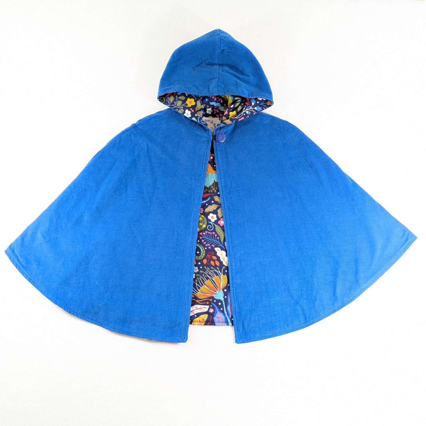 Poncho-manteau à capuchon en velours côtelé bleu turquoise pour enfants, garçons et filles, poncho pour siège auto, vêtements adaptés, tailles 1-12 ans