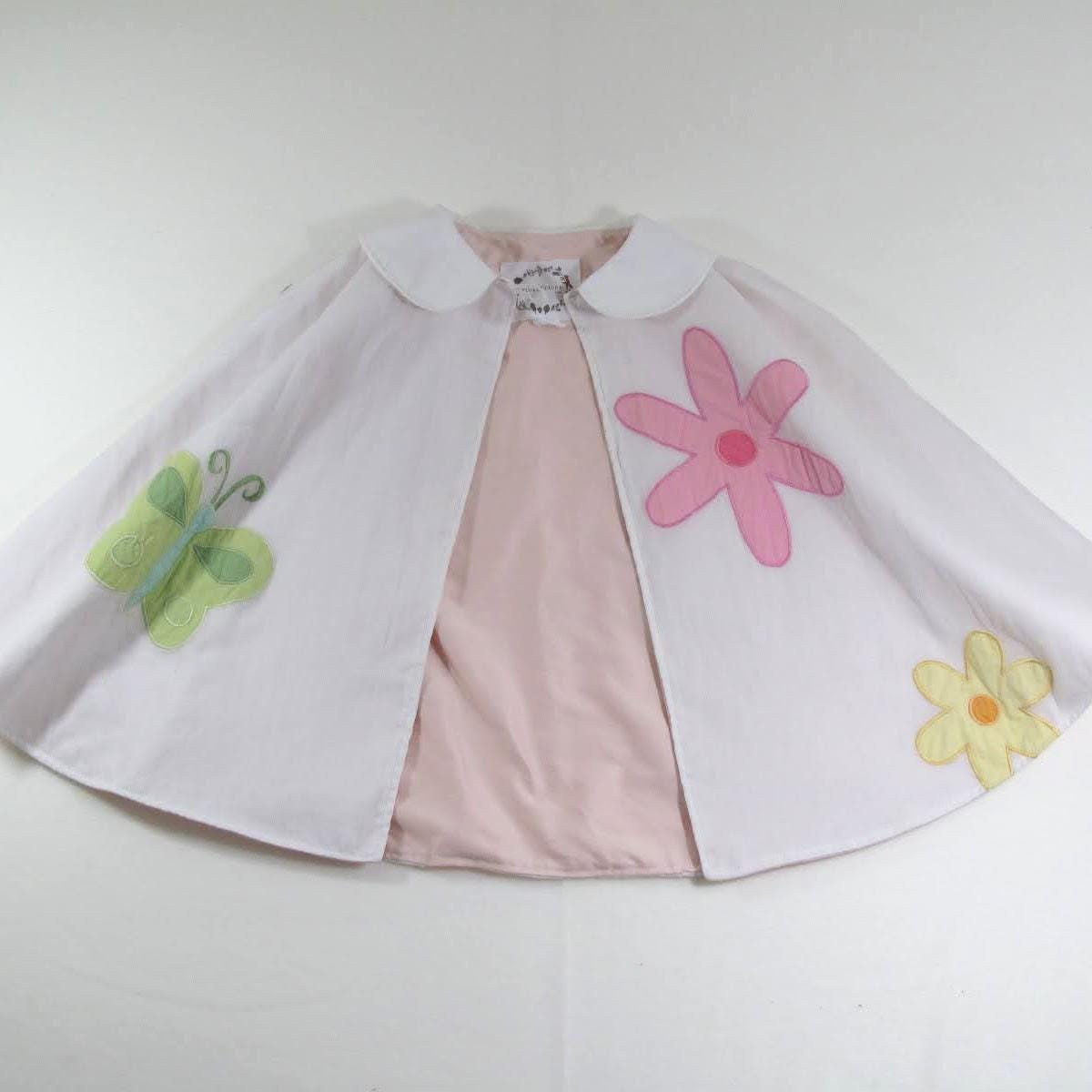 Cape papillon florale blanche, cadeau pour tout-petit, cadeaux pour enfants, cape de demoiselle d'honneur, tenue de mariage pour tout-petit, cape de printemps, déguisement
