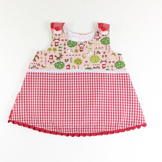 3M Little Red Riding Hood Red Gingham Baby Girls Dress, Halloween Costume Pinafore Dress, 3-6 Months
