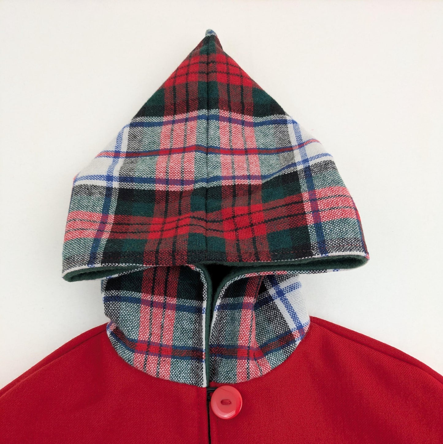 Cape en mélange de laine rouge pour tout-petit, à carreaux et à capuchon pointu, très chaude, manteau d'hiver pour tout-petit, costume d'elfe, poncho pour siège auto, taille petite 1-4 ans