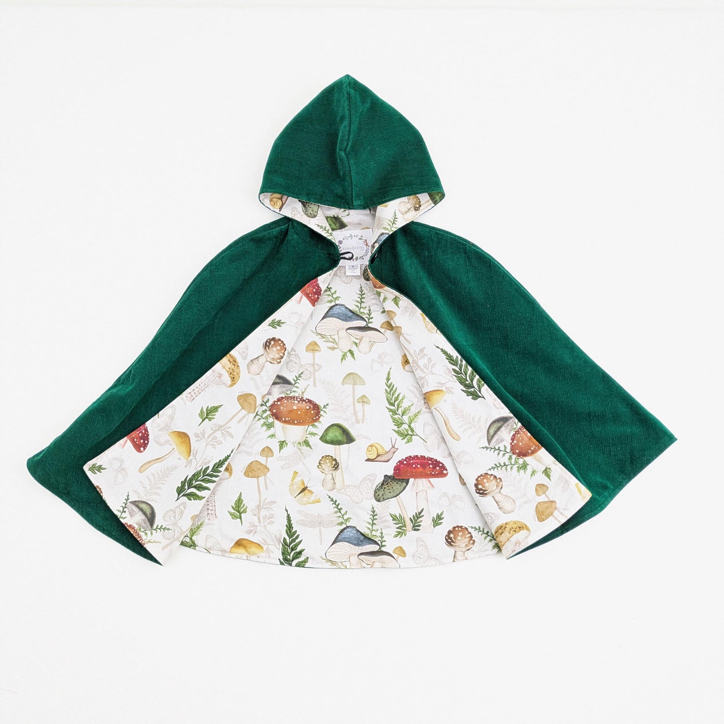 Kids Woodland Green Cloak, Boys Girls Hooded Corduroy Cape Coat, Car Seat Poncho, Broken Arm Adaptive Clothing Poncho, Ages 1-12 12