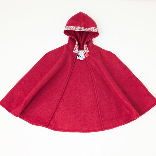 Red Woodland Fairy Cloak, Spring Car Seat Poncho, Adaptive Wheelchair Poncho, Storybook Play, 1st Birthday Toddler Gift Newborn - Kids Sz 12