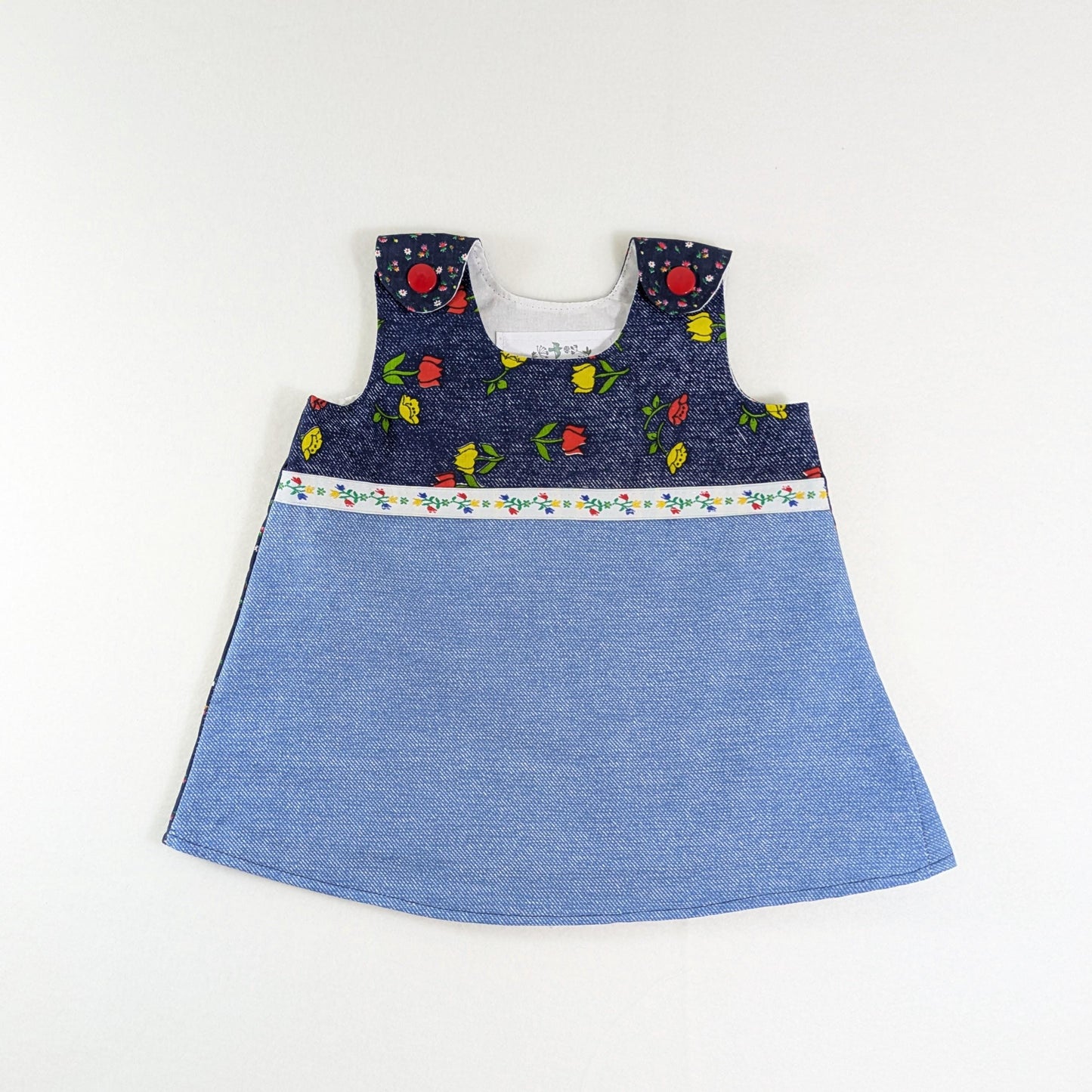 Robe nouveau-né Rétro Tulipe, Cadeau de douche de bébé Américana, Tenue de sortie de maternité, Robe salopette effet jean, Cadeau nouvelle-née, Première photo