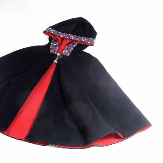 Girls Boys Hooded Renaissance Costume Cape with Hood, Nordic Alpine Corduroy Poncho Cape Coat, Unique Gift