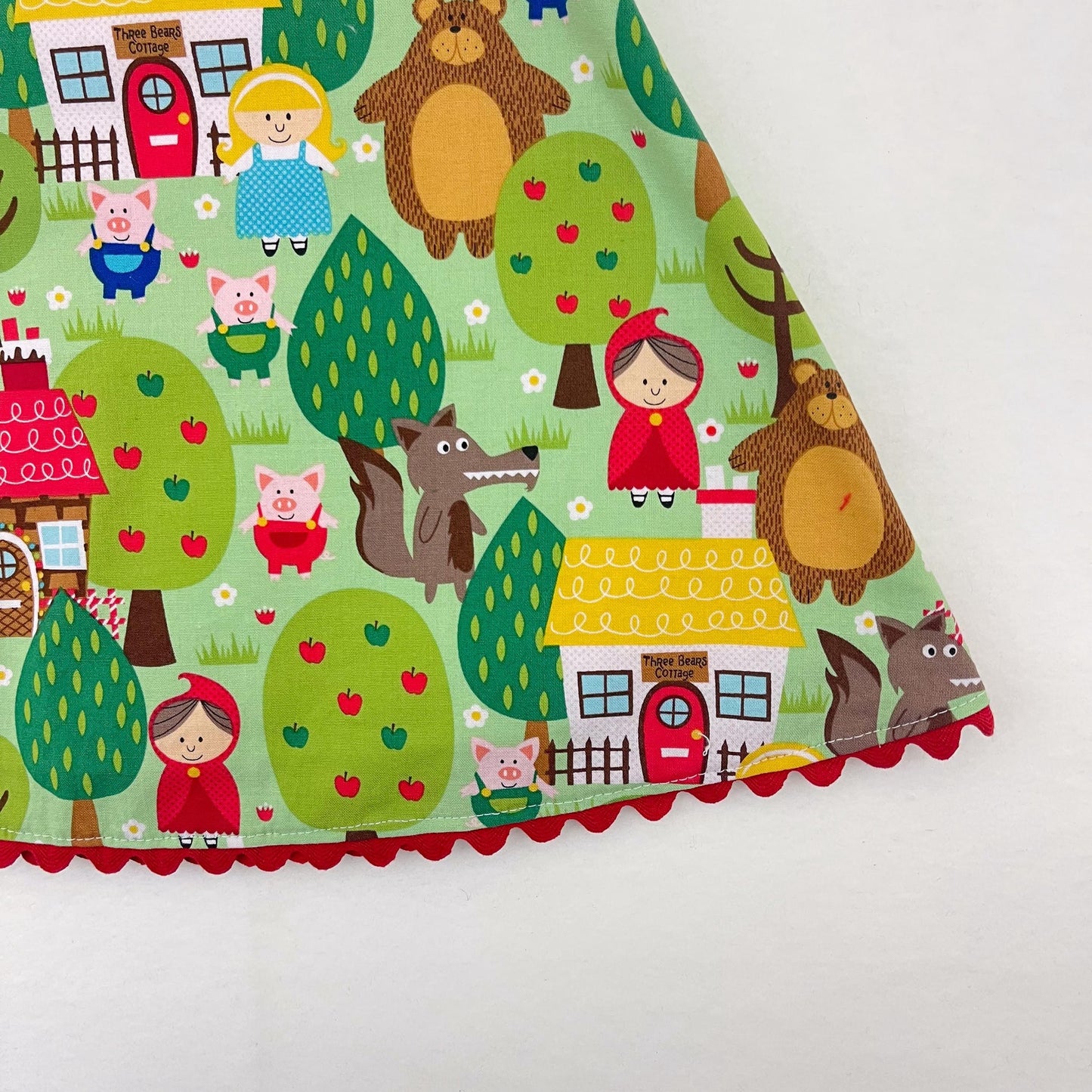 Robe chasuble pour filles 6M, comptine, cadeau de naissance en coton pour l'été, cadeaux faits à la main pour filles, Le Petit Chaperon Rouge, Les Trois Petits Cochons, Boucles d'or