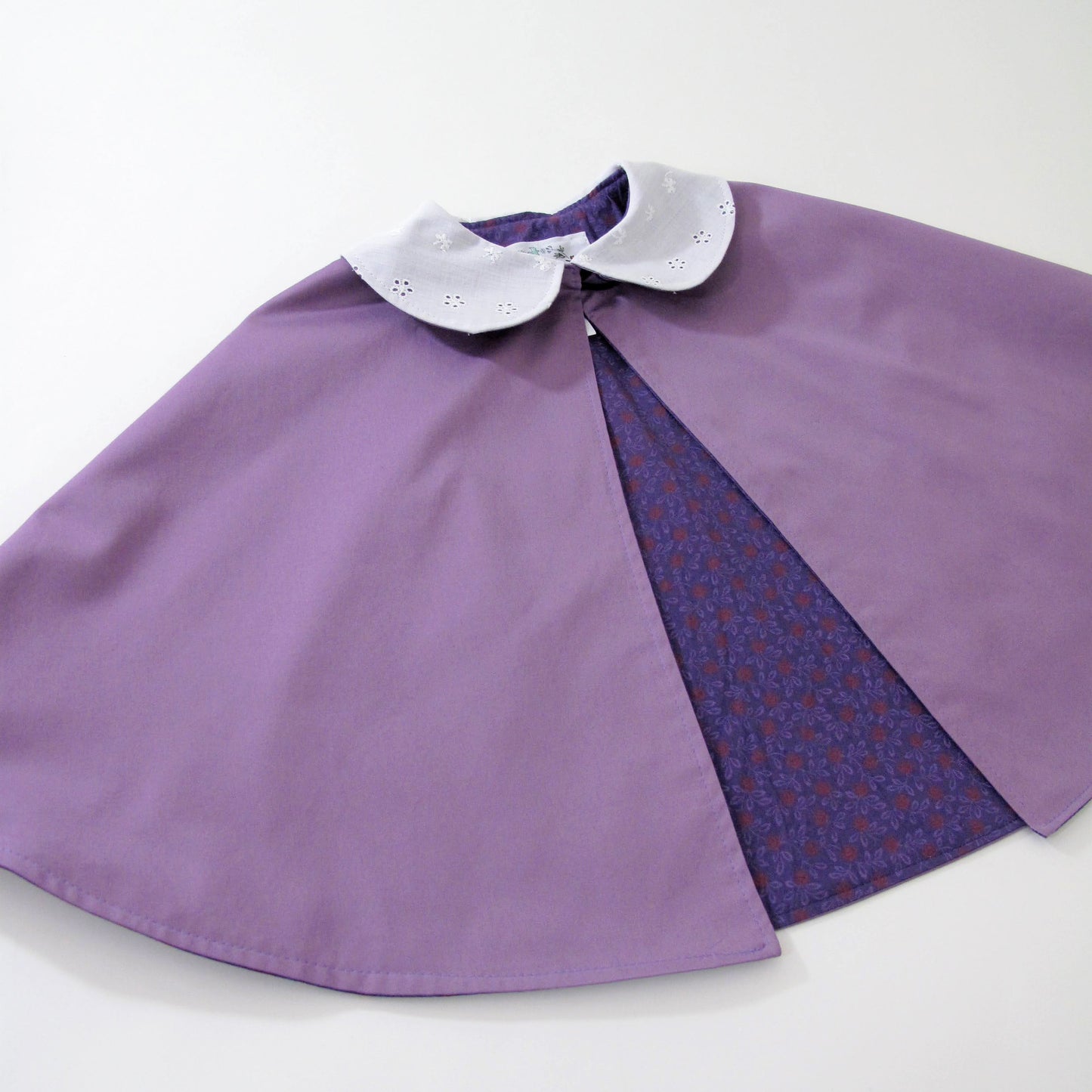 4T Girls Purple Cape with Lace Collar, Classic Traditional Fantasy Spring Flower Girl Gift, Garden Party Toddler Girl Gift