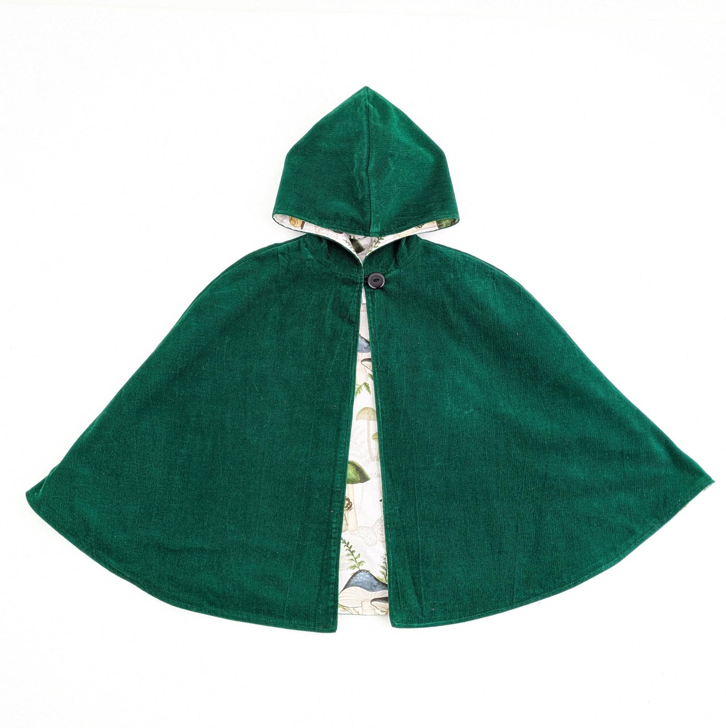 Kids Woodland Green Cloak, Boys Girls Hooded Corduroy Cape Coat, Car Seat Poncho, Broken Arm Adaptive Clothing Poncho, Ages 1-12 12