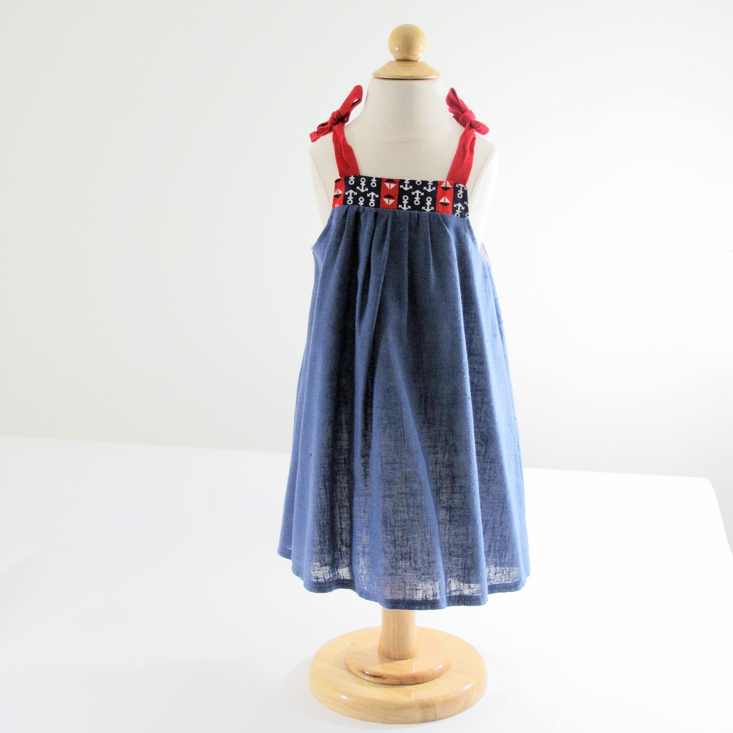 Robe Fille 3T, Robe d'été Marin Nautique, Ancre Patriotique Plage Voile, 4 Juillet, Fête de l'Indépendance, Filles Tout-petits 3T