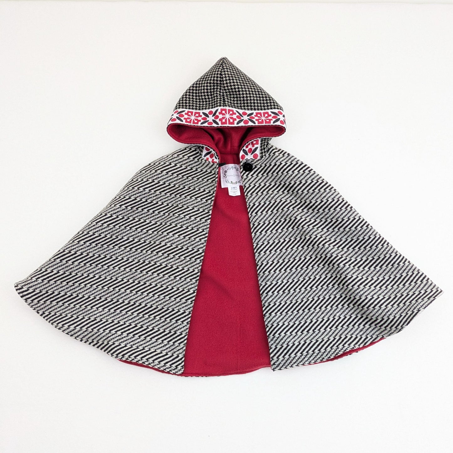1-4 yrs Kids Wool Cape, Warm Hooded Cloak with Fleece Lining & Ribbon Trimmed Hood, Warm Coat Poncho Winter Gift for Girls Boys