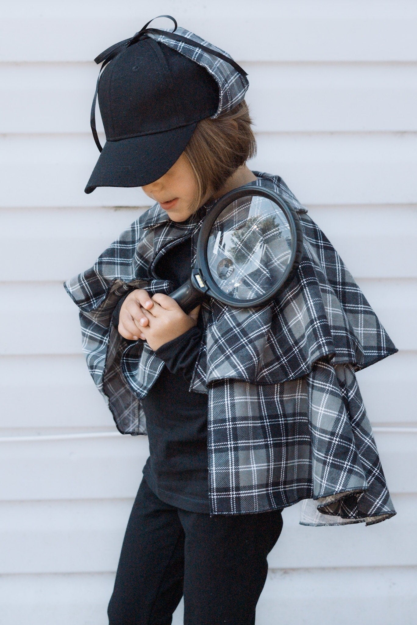 Déguisement de Sherlock Holmes Détective Cape Halloween, Manteau à Carreaux Inspecteur Enfants, Filles, Garçons, Tout-petit, Cosplay Steampunk Nouveau-né - Enfants 12