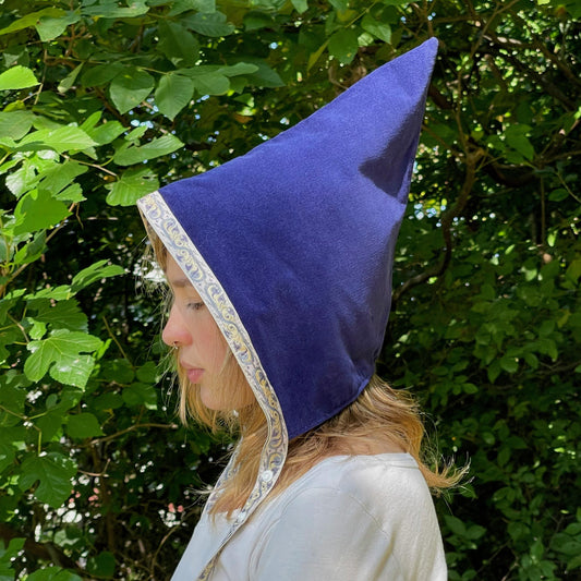 Navy Garden Gnome Pixie Hat Baby Bonnet, Girls Baby Toddler Hat, Elf Costume, Fairycore, Woodland Fairytale, Ages 6 Months - Adult