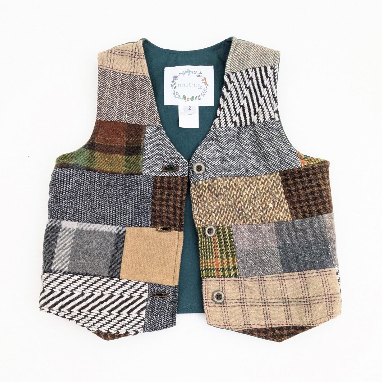 Gilet en laine patchwork fait main pour porteur d'alliances, tenue rustique de Pâques pour garçons, costume de mariage pour enfants à transmettre, gilet pour tout-petits, taille NB-10
