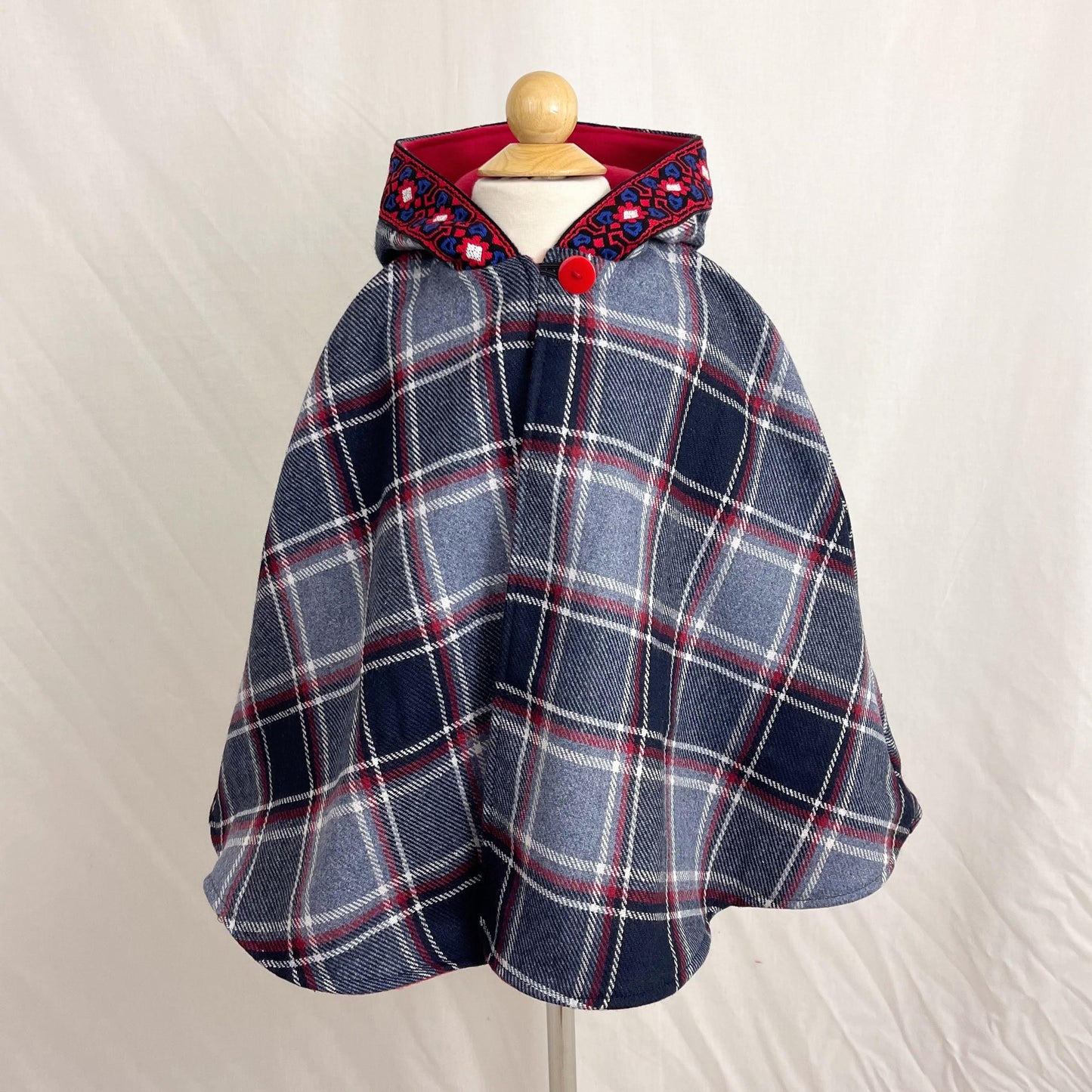 Cape de Noël chaude à carreaux pour garçons et filles, poncho-cape à capuche pour siège auto, cadeau pour enfants, taille S (1-4 ans)