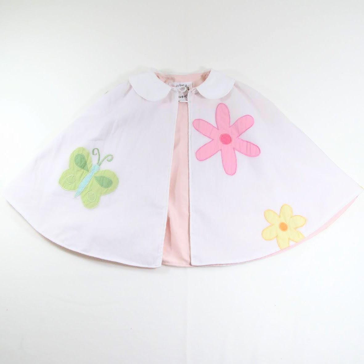 Cape papillon florale blanche, cadeau pour tout-petit, cadeaux pour enfants, cape de demoiselle d'honneur, tenue de mariage pour tout-petit, cape de printemps, déguisement