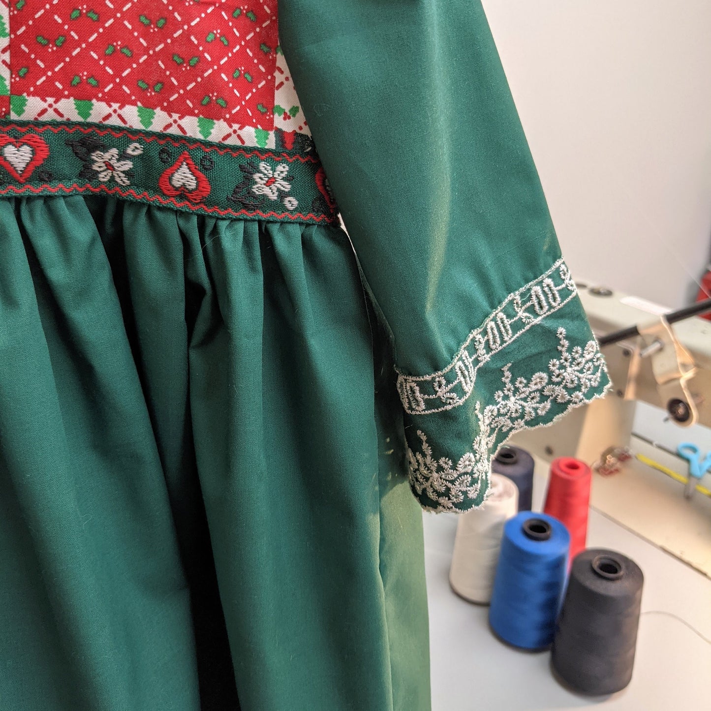 2T Girls Patchwork Christmas Dress, Toddler Long Sleeve Emerald Green Christmas Eve Party Outfit, Christmas Photoshoot