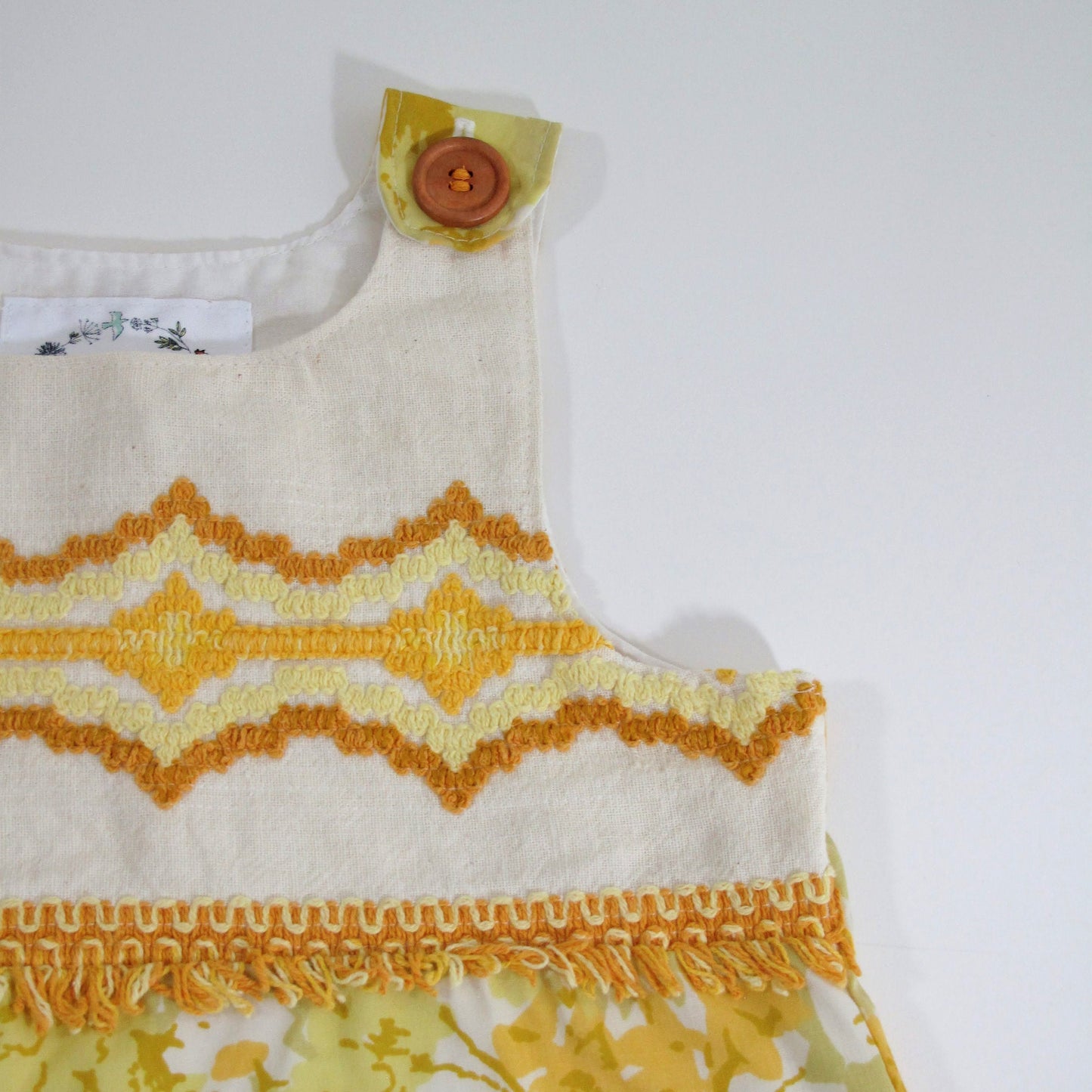 Girls Dress 6T, Handmade Clothing Upcycled Floral Embroidered Pinafore Jumper Boho Hippie Creative Retro Outfit, Photoshoot, Tea Party