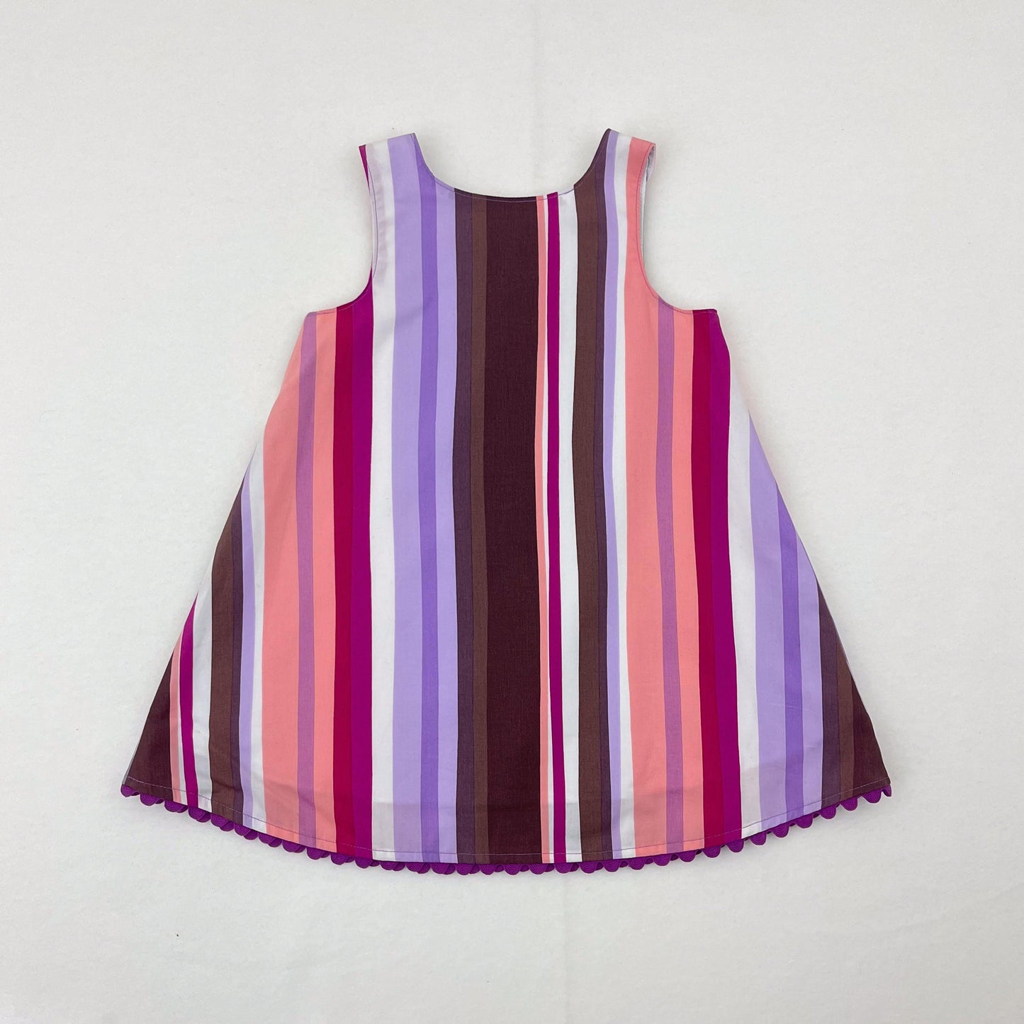 2T Striped Pinafore Toddler Girls Dress, Prints Charming Fabric, Toddler Apron Dress, Tea Party Outfit, Handmade Clothing, Purple Stripes